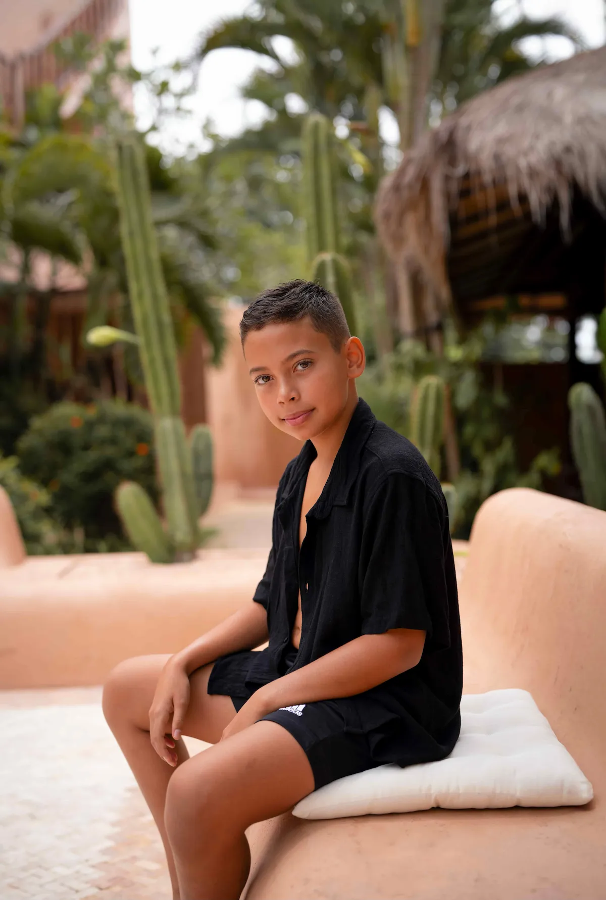 Lifestyle — Rico on a bench, natural light